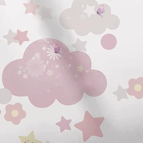 Miniatura 4 de Calcomanía de pared de tela, calcomanías de pared de estrellas bohemias, nubes, acuarela pastel luna flor calcomanía para pared corazón calcomanías