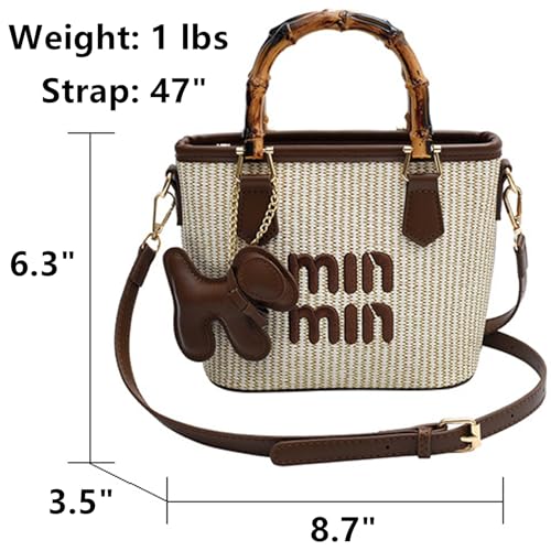 Bolso tote pequeño para mujer, bolso de paja mini para viaje, playa y verano miniatura 3