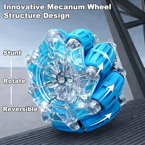 Image of VGRASSP Dual Control Twisting Drift Stunt Car Toy for Kids with Remote Control and Gesture Wrist Controller - Rechargeable 360 Rotating RC Car Toy with LED Lights, Sound Effects - Blue
