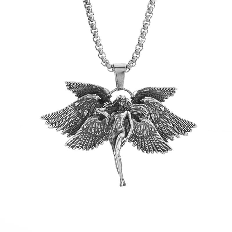 Collier d'ange pour filles en argent sterling 925 rétro