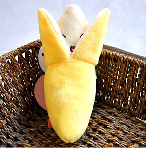 Oulensy Hund Haustier-Welpen-Plüsch-Ton Chew Quietsche Obst Banane Paprika Aubergine Spielzeug (Banane)