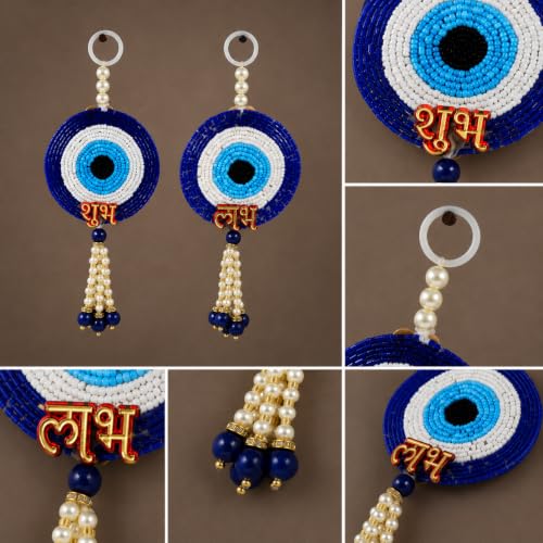 Image of CraftVatika Diwali Decor Items, Evil Eye Wall Door Hanging Latkan Toran for, Diwali Decoration for Home, Wall Hanging for Home Decoration, Return Festive Gifts (18 CM Height) (2 Pieces)