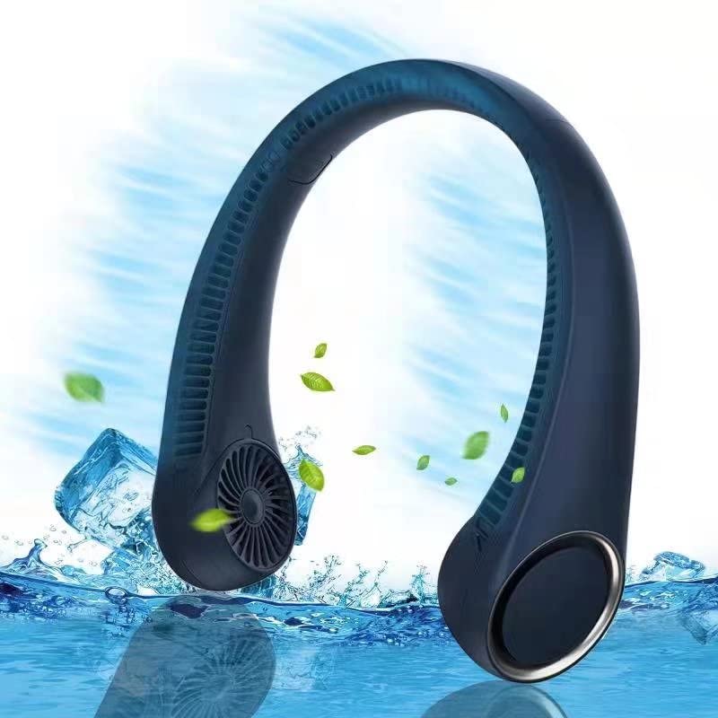 Personal Cooling Portable Neck Fans - 5000 mAh USB Rechargeable,360 Free Rotation & Lower Noise Bladeless Battery Operated Design with 3 Speeds Duration 48 hrs, Small Neck Air Conditioner(Blue)