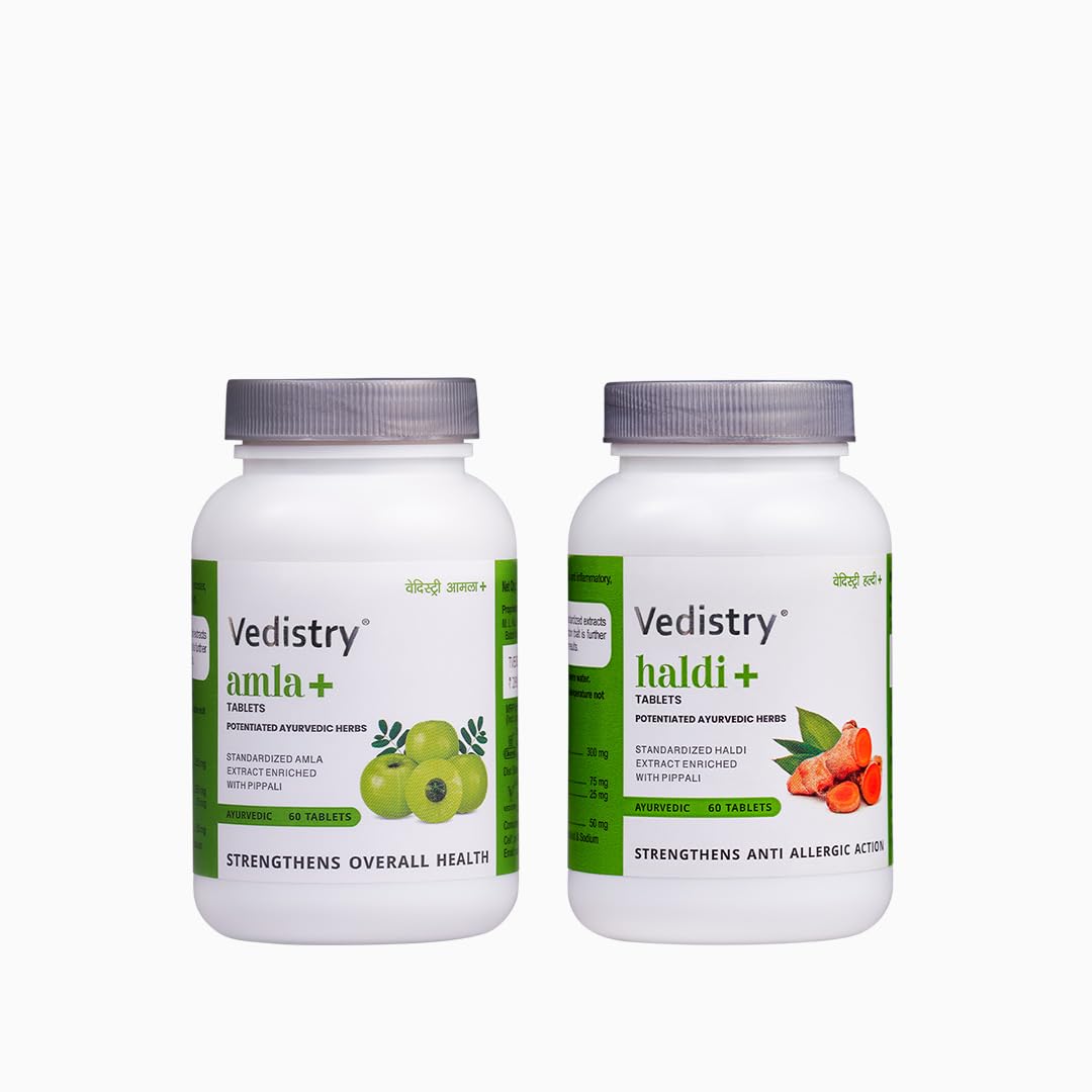 Vedistry Combination of Amla + tablets & Haldi + tablets Relieve Acne & dark spot | Improve Joint Health & Immunity And Promote hair growth Natural Vitamin C | Improve digestion (Combo) (B0C81WJXND) Amazon Price History, Amazon Price Tracker