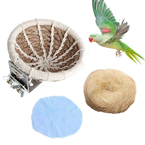kathson Hemp Rope Weave Bird Breeding Nest Bed for Parakeet Cockatiel Canary Lovebird