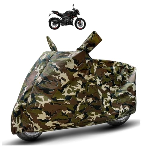 Image of Auto Hub Waterproof Bike Cover Compatible with Bajaj Pulsar N160 Dustproof, UV Protection Two Wheeler Bike Pulsar N160 Cover - Army Print