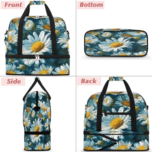 Beautiful Prints Flower Retro Travel Duffle Bag, Collapsible Travel Bag Sports Gym Bag With Shoes Compartment Weekender Bag Overnight Bag For Women Men3