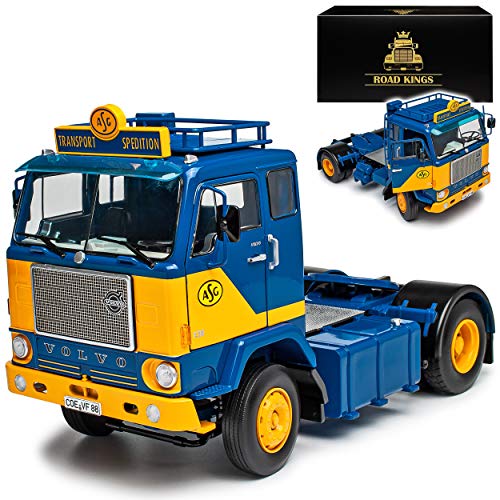 KK-Scale Road Kings Volvo F88 ASG Spedition Transport 1965-1977 Blau Gelb LKW limitiert 1 von 700 Stück 1/18 Modell Auto