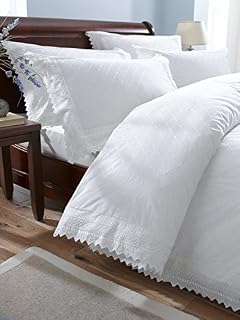 Broderie Balmoral Anglais 9086 Duvet Cover and 2 Pillowcases Bedding Bed Set,Polycotton White, Super-King