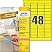 AVERY Zweckform L6041-20 Gelbe Etiketten (960 Aufkleber, 45,7x21,2mm auf A4, wieder rückstandsfrei ablösbar, selbstklebende Farbetiketten, Papier matt, bedruckbare, farbige Klebeetiketten) 20 Blatt