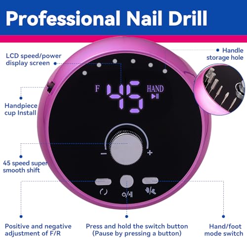 Taladro Eléctrico Profesional para Uñas 45000RPM miniatura 3