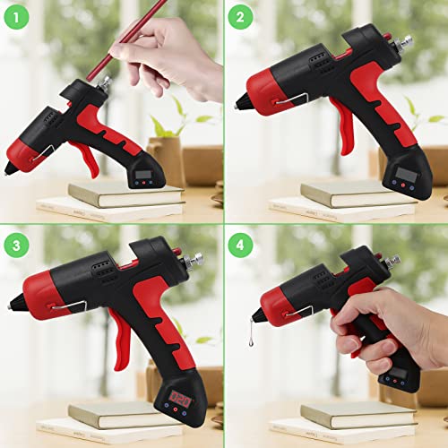 Rehomy Conjunto de pistola de cola quente sem fio, kit de pistola de cola quente de pré-aquecimento