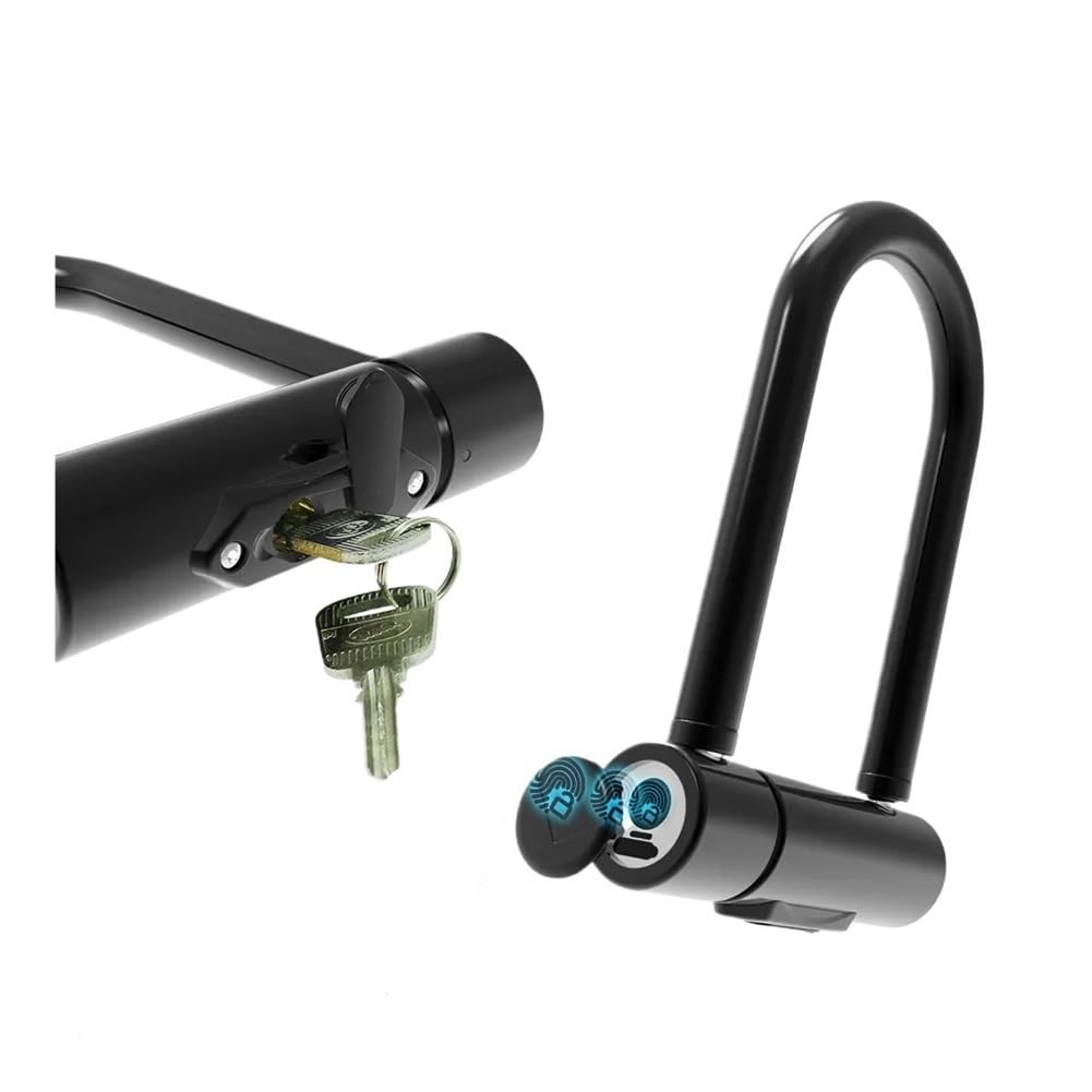 Bloqueo antirrobo for bicicleta eléctrica inteligente, desbloqueo con huella dactilar, bloqueo en forma de U, equipo conducción esencial for cargar Candado para bicicleta