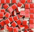 PINUO&KE 200 Pieces / 200 g Square Shapes 1x1 cm Square Ceramic Mosaic Mosaic Tiles for Crafts, Colorful Stained Glass Pieces for Mosaic Projects - Red