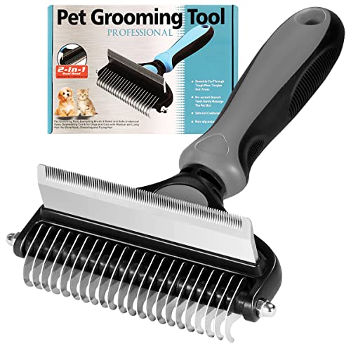 62% OFF on Electomania Dog Hair Brush, Pet Grooming Tool, 2 in 1 Deshedding Tool & Dematting Undercoat Rake for Mats & Tangles Removing, Great for Short to Long Hair Small Large Breeds 62% OFF on Electomania Dog Hair Brush, Pet Grooming Tool, 2 in 1 Deshedding Tool & Dematting Undercoat Rake for Mats & Tangles Removing, Great for Short to Long Hair Small Large Breeds