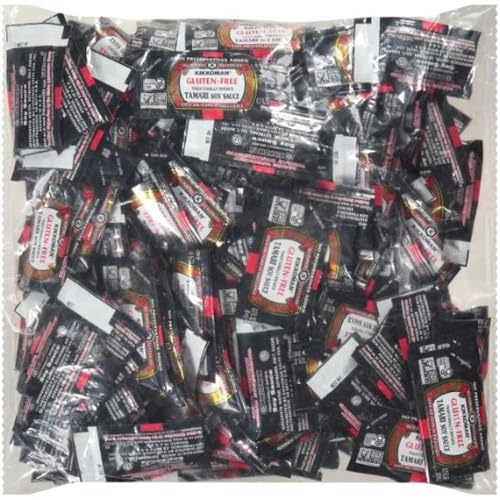Image of Kikkoman Gluten-Free Tamari Soy Sauce Packets, 6 ml To-Go Packets (200 Count), Preservative-Free Individual Travel Soy Sauce Packets, Non-GMO & Kosher