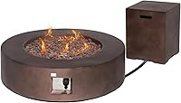 Vista 30 de COSIEST Mesa de café con brasero de propano para exteriores con base redonda de 42 pulgadas color beige, calentador de patio certificado, quemador