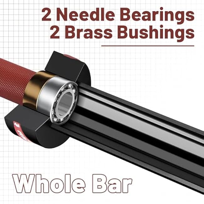 Olympic Barbell 45lb (20kg) - 7ft Bearing Spin Bar for Weightlifting and Strength Training,Ceramic Coating,500 LBS Capacity,28mm High Whip,Fits 2 Plates,for Home Gym