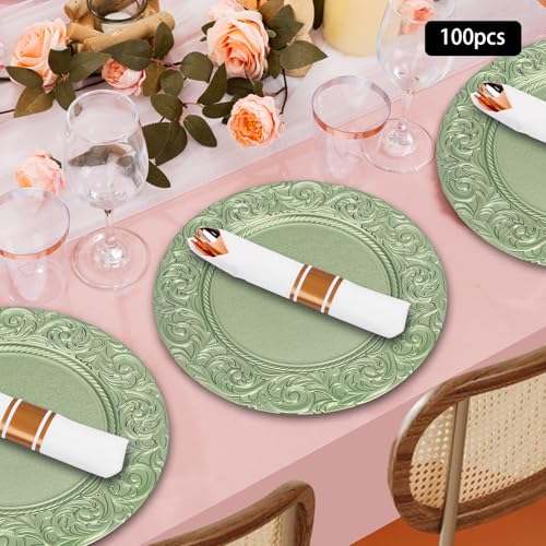 100 platos redondos reutilizables de 13 pulgadas miniatura 7