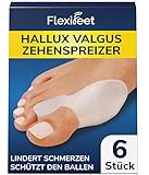 FLEXIFEET® Hallux Valgus Korrektur Zehenspreizer für den Großen Zeh - 6 Stk - Unterstützung bei Hallux Valgus und zur Ballenzehen Korrektur - Hallux Valgus Bandage in Universalgröße - 0% BPA