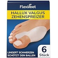 FLEXIFEET® Hallux Valgus Korrektur Zehenspreizer für den Großen Zeh - 6 Stk - Unterstützung bei Hallux Valgus und zur Ballenzehen Korrektur - Hallux Valgus Bandage in Universalgröße - 0% BPA