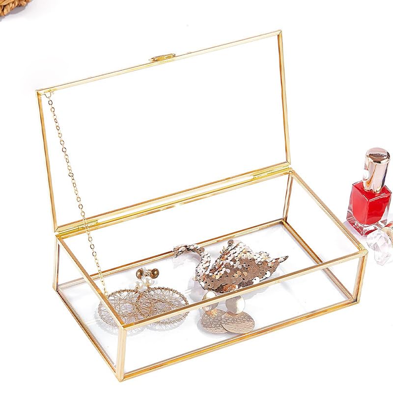 Gtzbcivジュエリーボックス ガラス 透明 四角形 オシャレ 鏡台