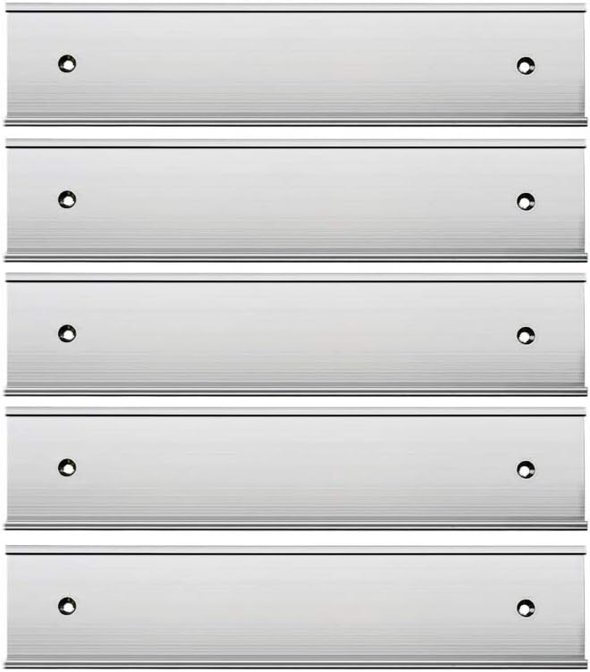 Icomecn Nameplate Holder Wall or Door 5 Pack Silver 2“ × 10”