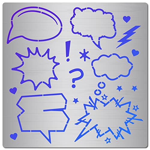 GORGECRAFT Comic Stencil Reusable Journal Stainless Steel Punctuation Stencils Comical Dialog Box Template for Drawing Writing Scrap Booking Bullet Journaling Canvas Furniture Pyrography Engraving