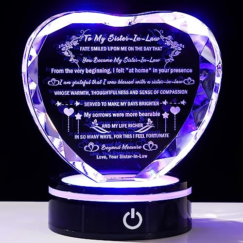 Cadeau anniversaire belle-sœur : cœur de cristal lumineux pour le salon