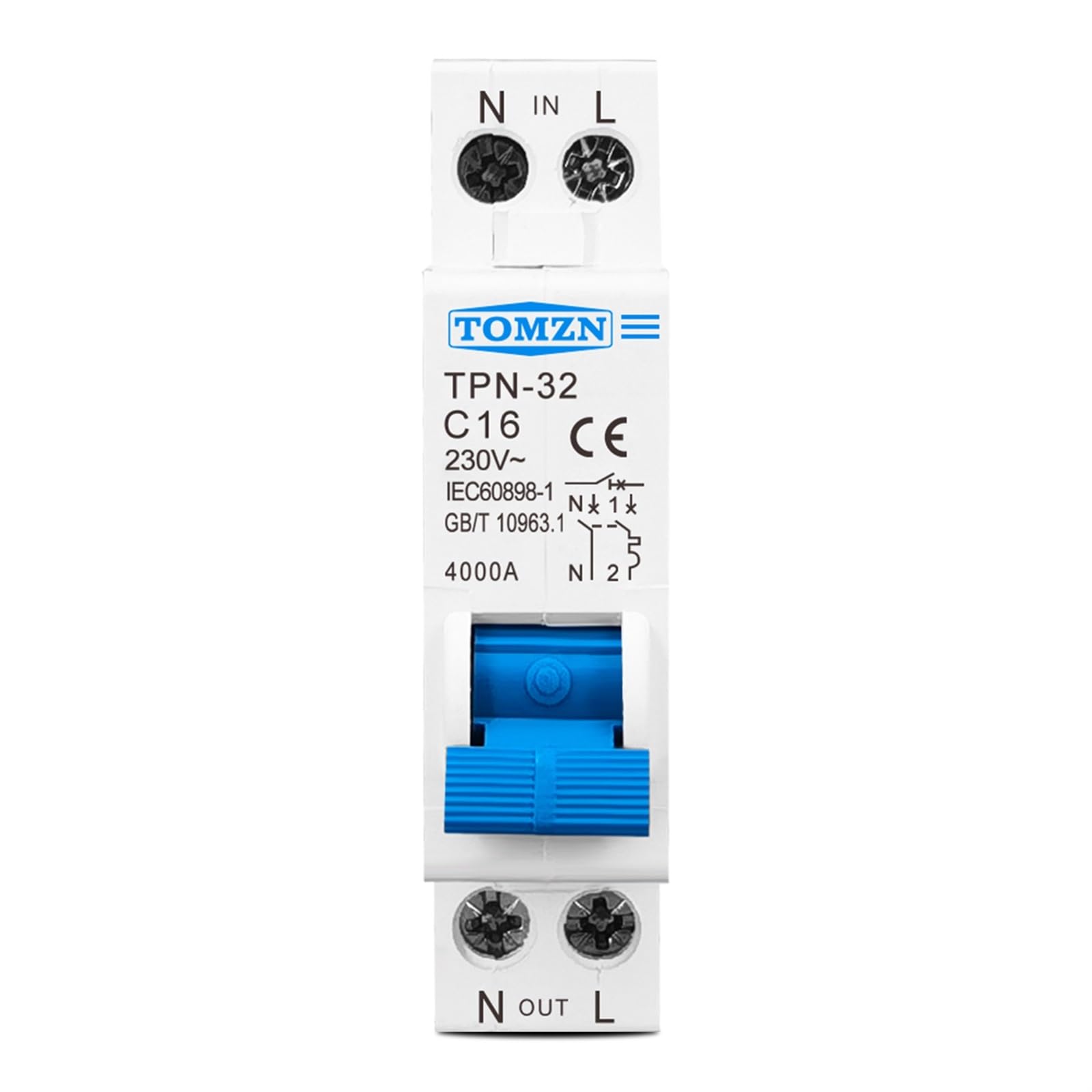 Mini-disjoncteur 1P+N Rail DIN pour tableau électrique maison de 6A à 32A