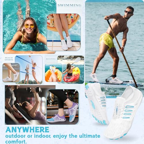 Image of Hike Barefoot Water Shoes for Women Men Footwear, Quick Dry Wide Toe Box Pro Beach Swim Athletic Sports Shoes, Non-Slip Lightweight Aqua Shoe for Pool Hiking Walking Kayaking Diving Surfing