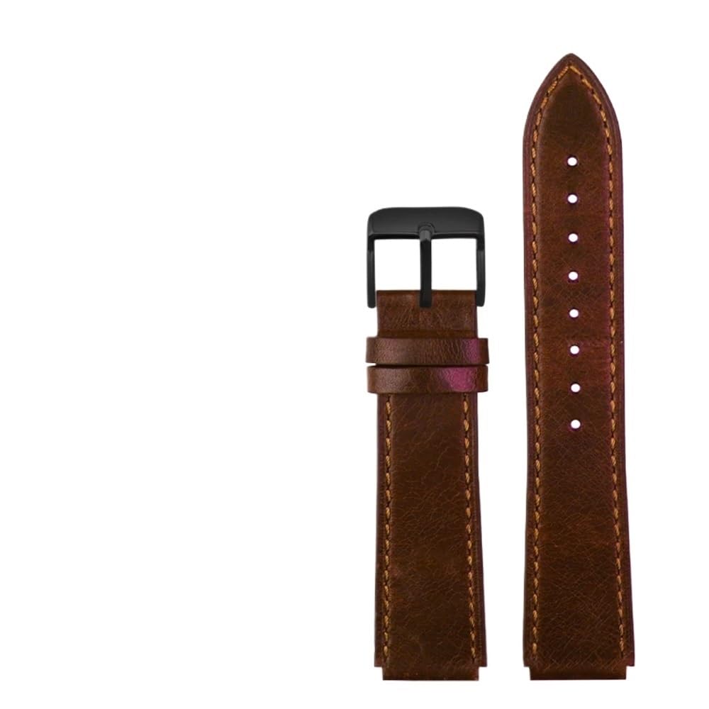 AMAUPCKCA Retro Genuine Leather Watchband For Casio A158W A168 / F91w / AE-1200WHD/A158/A159/A169/AE1200 Vintage Watch Bracelet Strap(Brown bk)