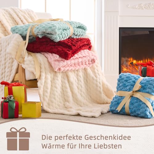 Vielit Kuscheldecke Flauschig 150x200 cm – Ultraweiche Fleecedecke für Couch & Sofa, Warme Wohn- & Kuscheldecke, Leichte Sofadecke, Gemütliche Couchdecke, Atmungsaktiv & Pflegeleicht Decke Beige