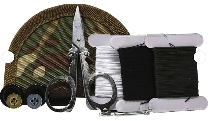 Set Da Cucito Portatile Con Borsa Da Viaggio – Mini Kit Per Riparazioni In Campeggio E Vacanze (Mimetico)
