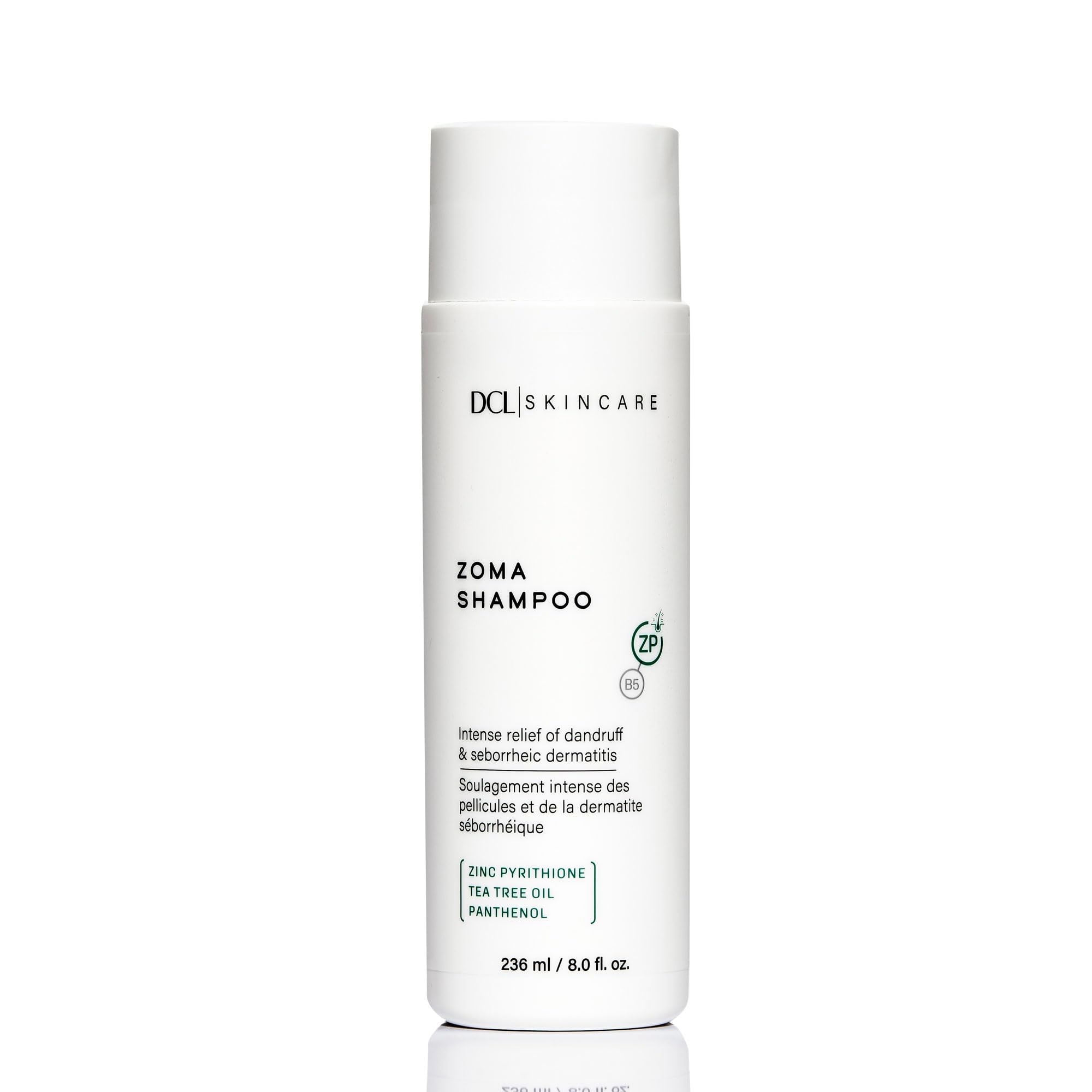 DCL Skincare Zoma Dandruff Control Shampoo with Zinc Pyrithione for Dry, Flake-Prone Scalp, 8 fl oz
