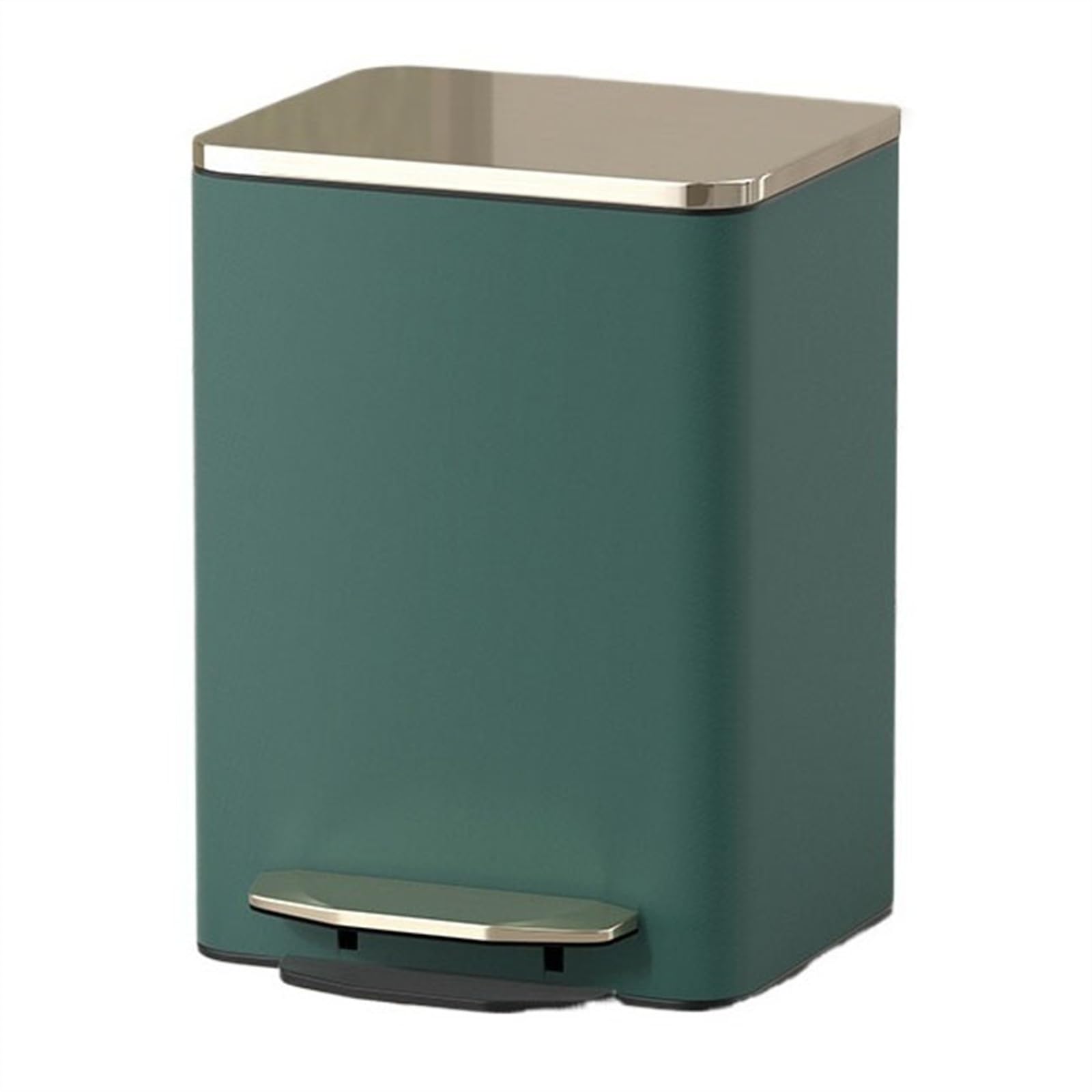 Kitchen Trash Can Modern Trash Can with Lid, Stainless Steel Step Garbage Can with PU Leather Outer Layer, Soft Close Pedal Wastebasket Bin with Removable Inner Bucket Garbage Can (Green 15L