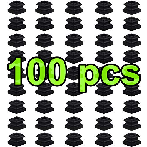 Stair Iron Balusters (Contractor 100-Pack) Stair Parts Flat Shoes with Set Screw for 1/2" Square Stair Metal Spindle Scroll Basket Twist Knuckle Iron Balusters (Real Satin Black not Matte)
