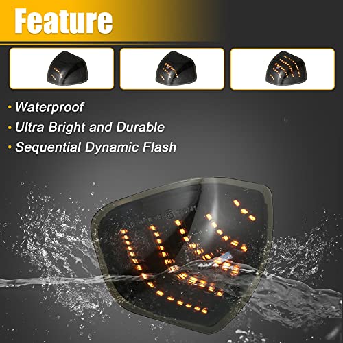 X Autohaux Rear View Mirror Light For Ram 1500 2500 3500 2011-2018 68302828Aa 68302829Aa Smoked Sequential Led Turn Signal Lights Amber Lamp Side Mirror Light Pair #TOP4