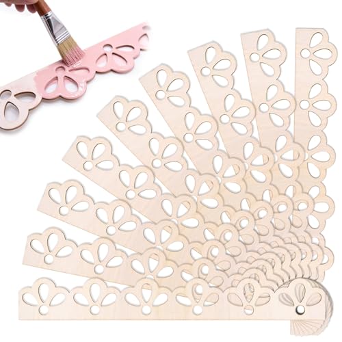 12 Pack Unfinished Scalloped Decorative Wood Trim Scalloped Edge Decorative Wood Molding Cute DIY Moulding Trim for Christmas Home Wall Cabinet Shelf and Window Door (15.7inch x 2.17 Inch)