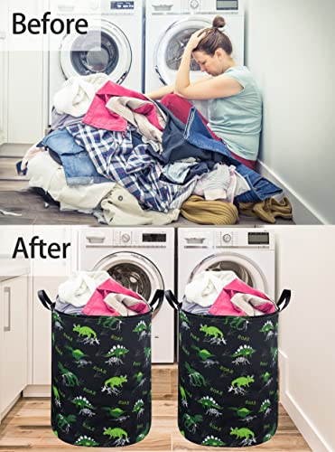 Image of ESSME Kids Hamper,Dinosaur Laundry Hamper Collapsible Canvas Dinosaur Storage Basket for Boys Room Decor, Nursery Hamper,Gift Baskets,Home Organizer(Dinosaur laundry hamper)