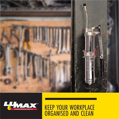 Lumax LX-1413 Magnetischer Fettpressenhalter, robuster Permanentmagnet, hält die Fettpresse fest und sicher, korrosionsbeständige Oberfläche, perfekt für Werkstätten, Gold/Silber