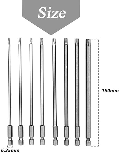 Set di 8 cacciaviti Torx Torx, 1/4, magnetico