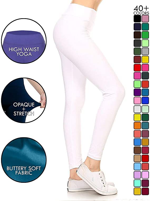 Image of Leggings Depot High Waisted Leggings for Women Buttery Smooth & Soft Women's Solid Yoga - Reg, Plus, 1X3X, 3X5X