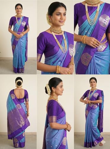 Sri Vijayaraya Handlooms royal blue gadwal silk saree – image 7