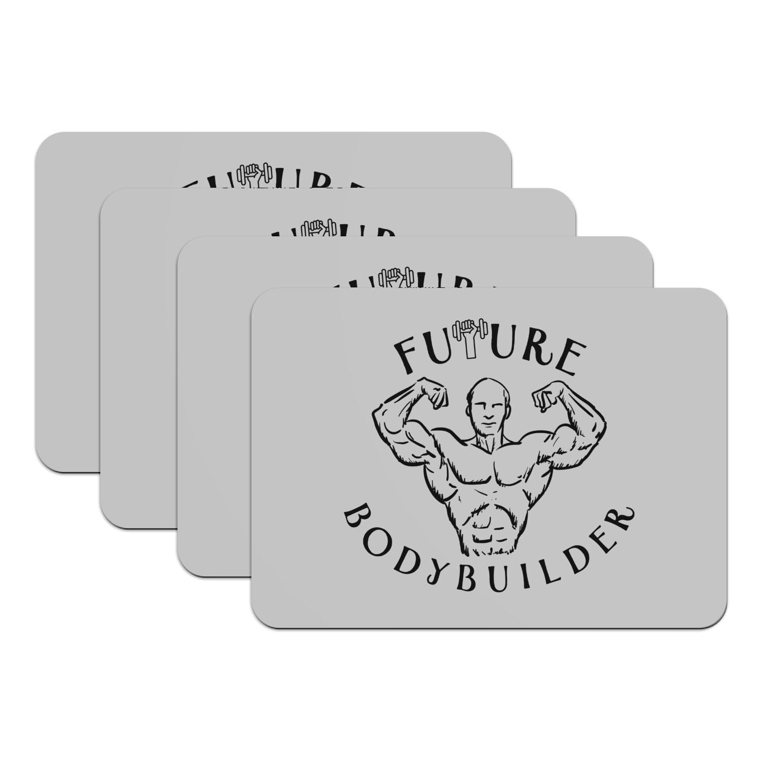 Sets de table lot de 4 en caoutchouc gris motif sport muscle format 39,5x28,5 cm