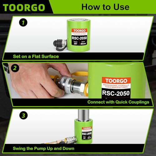 Image of 20 Ton Hydraulic Cylinder Jack,2 inch Stroke Hydraulic Ram Jack, Porta Power Automatic Retracting Jack, Green