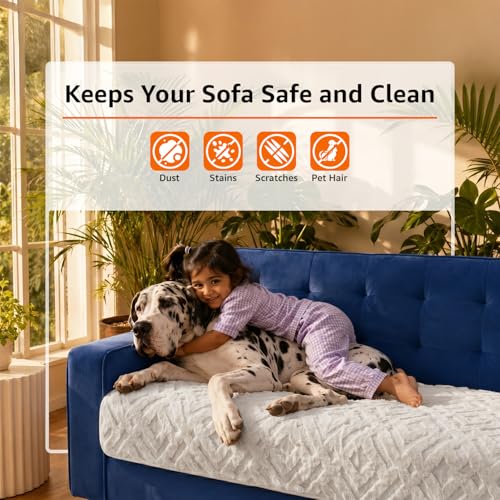 Image of Amazon Basics - Rabbit Fur Make Your Own Sofa Cover |70 x 180 cm| Microfiber Sofa Slipcover | 350 GSM (Beige, 3 Seater)