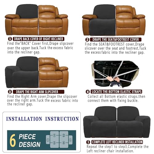 Funda sofá reclinable elástica de Jacquard para revivir sillones usados 7