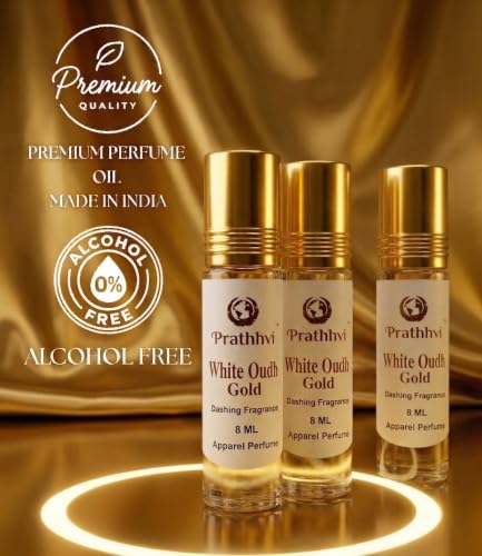 Image of White Oudh Gold Attar Roll-On Perfume Oil - 8 ml x 3 | Alcohol Free | Long Lasting Rich Fragrance | Men & Women | Pocket Size Travel Friendly Roll On | Daily Wear (Pack of 3)