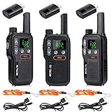 Retevis RB18 Walkie Talkies Rechargeable,Long Range Rechargeable Two Way Radio for Adults,Dual PTT 22 CH NOAA Hands Free,Mini Small,2 Way Radios (3 Pack)